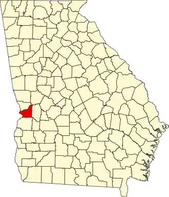 نقشهٔ جورجیا که Chattahoochee County در آن مشخص شده است