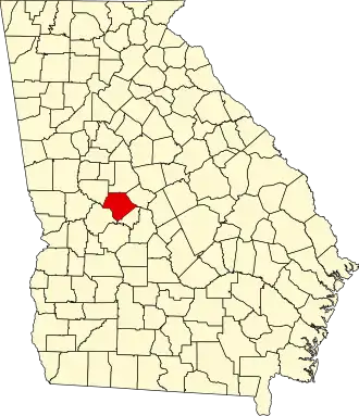 نقشهٔ جورجیا که Crawford County در آن مشخص شده است