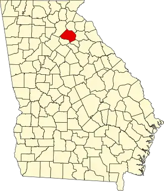نقشهٔ جورجیا که Jackson County در آن مشخص شده است