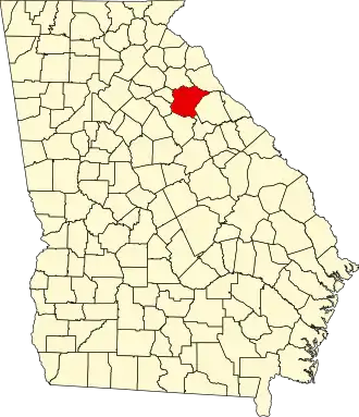 نقشهٔ جورجیا که Oglethorpe County در آن مشخص شده است