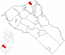 National Park highlighted in Gloucester County. Inset map: Gloucester County highlighted in the State of New Jersey.