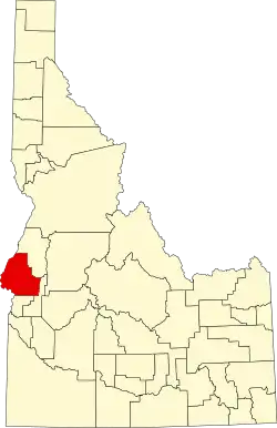 نقشهٔ آیداهو که Washington County در آن مشخص شده است
