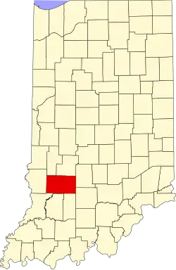 نقشهٔ ایندیانا که Greene County در آن مشخص شده است