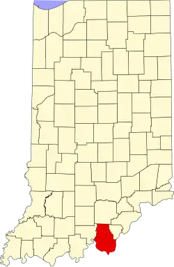 نقشهٔ ایندیانا که Harrison County در آن مشخص شده است