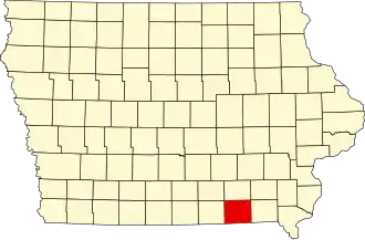 نقشهٔ آیووا که Davis County در آن مشخص شده است