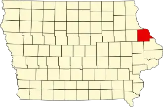 نقشهٔ آیووا که Dubuque County در آن مشخص شده است