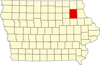 نقشهٔ آیووا که Fayette County در آن مشخص شده است