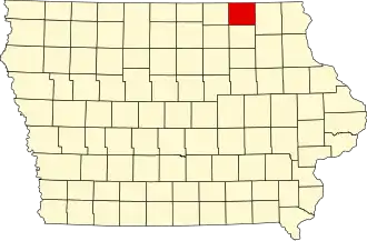نقشهٔ آیووا که Howard County در آن مشخص شده است
