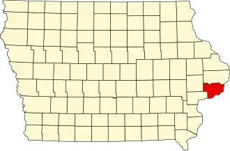 نقشهٔ آیووا که Scott County در آن مشخص شده است