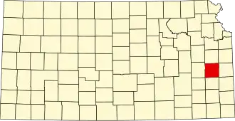 نقشهٔ کانزاس که Anderson County در آن مشخص شده است