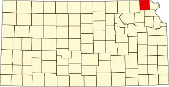 نقشهٔ کانزاس که Brown County در آن مشخص شده است