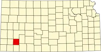 نقشهٔ کانزاس که Haskell County در آن مشخص شده است