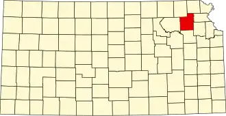 نقشهٔ کانزاس که Jackson County در آن مشخص شده است