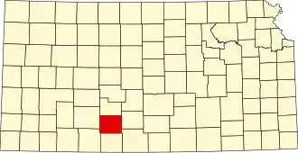 نقشهٔ کانزاس که Kiowa County در آن مشخص شده است