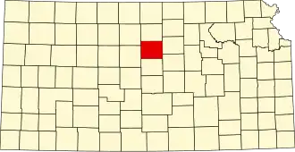 نقشهٔ کانزاس که Lincoln County در آن مشخص شده است