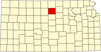 نقشهٔ کانزاس که Mitchell County در آن مشخص شده است