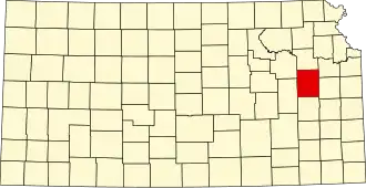 نقشهٔ کانزاس که Osage County در آن مشخص شده است