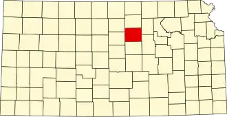 نقشهٔ کانزاس که Ottawa County در آن مشخص شده است