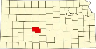 نقشهٔ کانزاس که Pawnee County در آن مشخص شده است