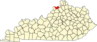 نقشهٔ کنتاکی که Carroll County در آن مشخص شده است