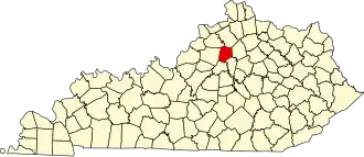 نقشهٔ کنتاکی که Franklin County در آن مشخص شده است