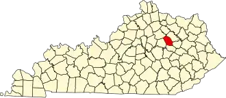 نقشهٔ کنتاکی که Montgomery County در آن مشخص شده است