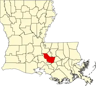 نقشهٔ لوئیزیانا که Iberville Parish در آن مشخص شده است