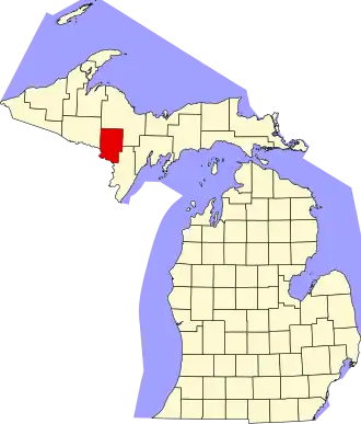 نقشهٔ میشیگان که Dickinson County در آن مشخص شده است