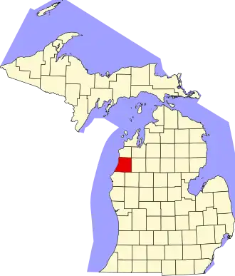 نقشهٔ میشیگان که Manistee County در آن مشخص شده است