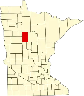 نقشهٔ مینهسوتا که Hubbard County در آن مشخص شده است
