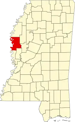 نقشهٔ میسیسیپی که Washington County در آن مشخص شده است