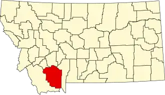 نقشهٔ مونتانا که Madison County در آن مشخص شده است