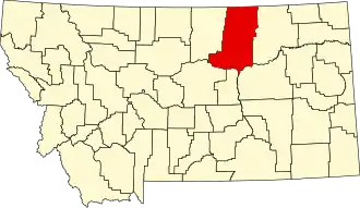 نقشهٔ مونتانا که Phillips County در آن مشخص شده است