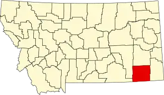 نقشهٔ مونتانا که Powder River County در آن مشخص شده است