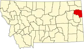 نقشهٔ مونتانا که Richland County در آن مشخص شده است