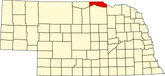 نقشهٔ نبراسکا که Boyd County در آن مشخص شده است