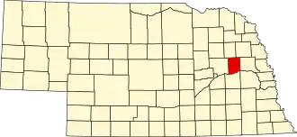 نقشهٔ نبراسکا که Colfax County در آن مشخص شده است