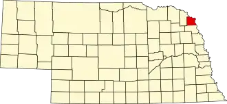 نقشهٔ نبراسکا که Dakota County در آن مشخص شده است