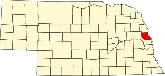 نقشهٔ نبراسکا که Washington County در آن مشخص شده است