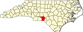 نقشهٔ کارولینای شمالی که Richmond County در آن مشخص شده است