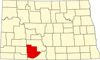نقشهٔ داکوتای شمالی که Grant County در آن مشخص شده است