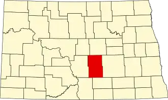 نقشهٔ داکوتای شمالی که Kidder County در آن مشخص شده است