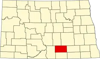 نقشهٔ داکوتای شمالی که Logan County در آن مشخص شده است