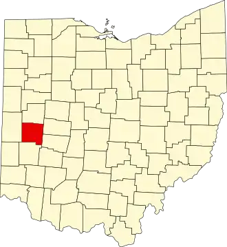 نقشهٔ اوهایو که Miami County در آن مشخص شده است