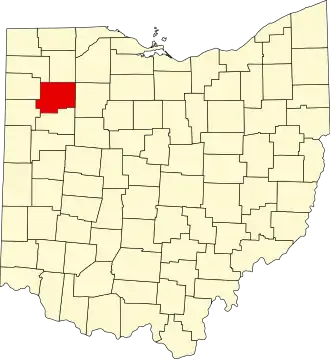 نقشهٔ اوهایو که Putnam County در آن مشخص شده است