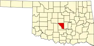 نقشهٔ اکلاهما که Cleveland County در آن مشخص شده است