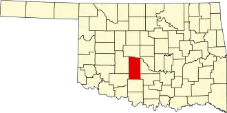 نقشهٔ اکلاهما که Grady County در آن مشخص شده است