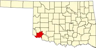 نقشهٔ اکلاهما که Jackson County در آن مشخص شده است