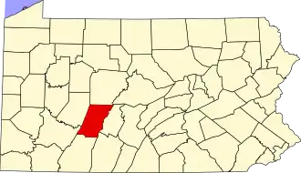 نقشهٔ پنسیلوانیا که Cambria County در آن مشخص شده است
