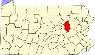 Map showing Columbia County in Pennsylvania